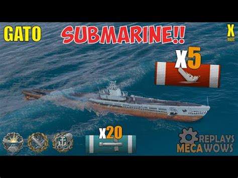 Submarine Gato Kills K Damage World Of Warships Gameplay Youtube