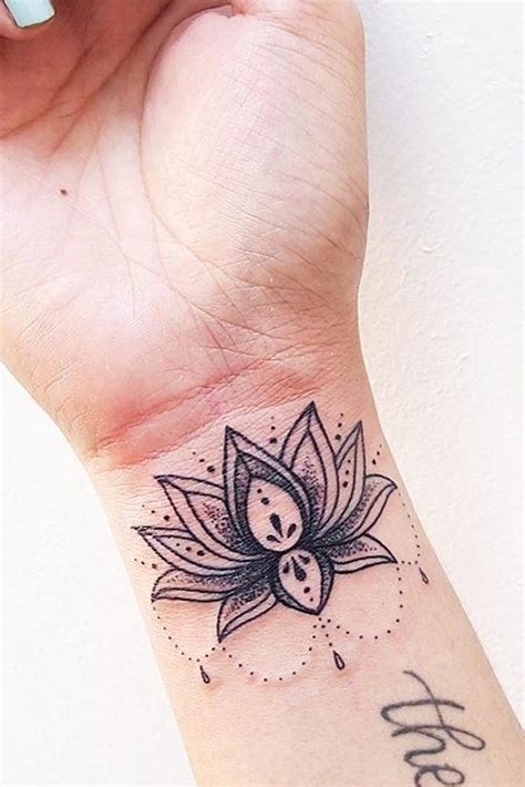 Om Lotus Flower Wrist Tattoo