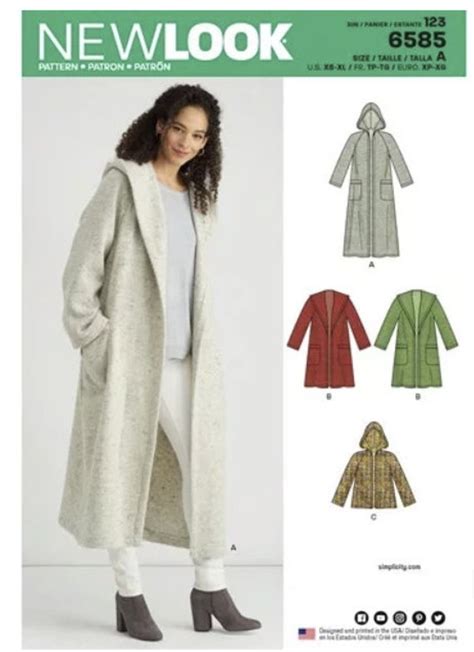 Sewing Pattern For Womens Coat With Hood New Look Pattern Etsy