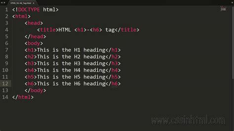 Html H1 H6 Tag Youtube