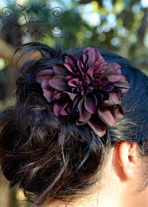 Forever Romance Deep Purple Plum Dahlia Wedding Veil Flower Bridal Hair