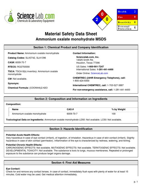 Ammonium Oxalate | Toxicity | Personal Protective Equipment | Free 30 ...