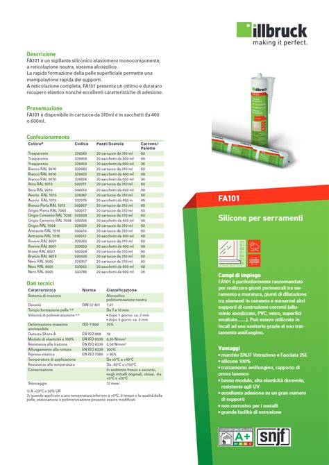 FA101 Sigillante Siliconico By Tremco CPG Europe