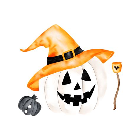 Halloween Kürbis mit Hexenhut ClipArt Creative Fabrica