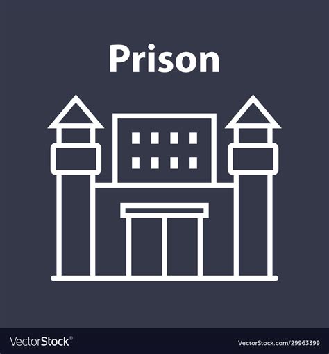 Prison Building Icon With Towers On A Black Vector Image