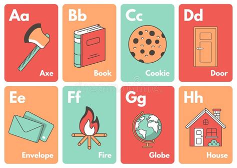 Learn the Alphabet Green and Red Flashcard Sheets - 1 Stock Illustration - Illustration of ...