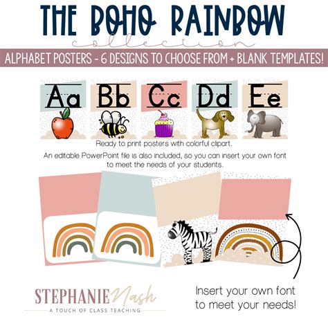 Boho Rainbow Alphabet Posters Stephanie Nash