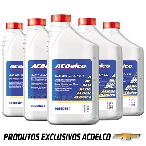 Oleo Motor 5w40 Api Sn Si6ntetico Acdelco 6 Litros Kit538 No Shoptime