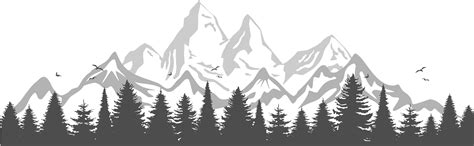 MOUNTAINS FOREST TREES Silhouette Peak Skyline Landscape - Etsy Canada