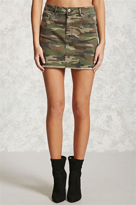 Frayed Camo Print Mini Skirt Camo Mini Skirt Mini Skirts Camouflage