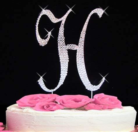 Initial H Cake Topper – Letter H Fully-Covered in Premium Crystals