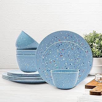 Zak Designs Melamine Dinnerware Set 12 Piece Service For 4 Confetti