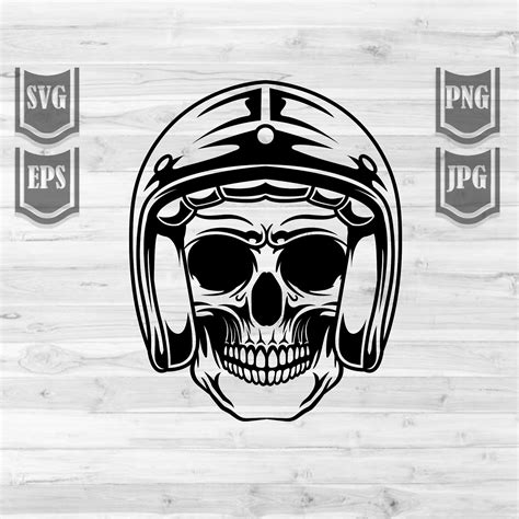 Biker Skull Svg File Rider Skull Clipart Skull With Etsy