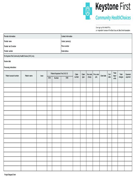 Fillable Online Claims Project Submission Form Providers Keystone