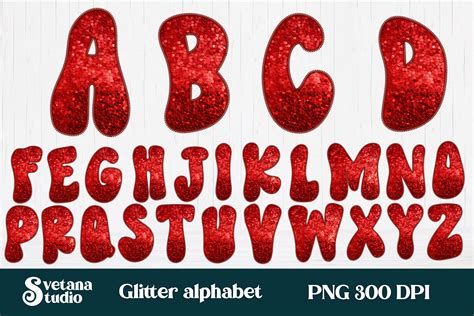 Red Christmas Glitter Alphabet Clipart Sequin Alphabet By Svetana