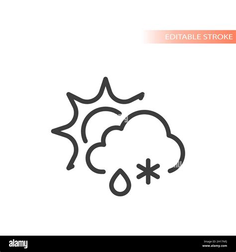 Weather Symbol With Sun Snow Cloud And Rain Outline Icon Editable