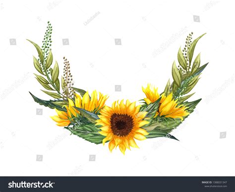 Beautiful Floral Collection Sunflowersleavesbranchesfern Leaves Bright