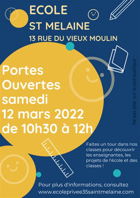 Portes ouvertes le samedi 12 mars Ecole privée Saint Melaine