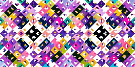 Retro Geometric Pixel Pattern Playful Fun Kaleidoscopic Pink Wallpaper