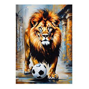 Tablomega Futbol Topu Ve Aslan Desenli Mdf Tablo 25cmx 35cm Tablo