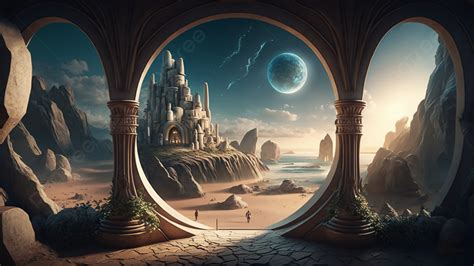 Castle Building Mysterious Fantasy Illustration Background, Building ...