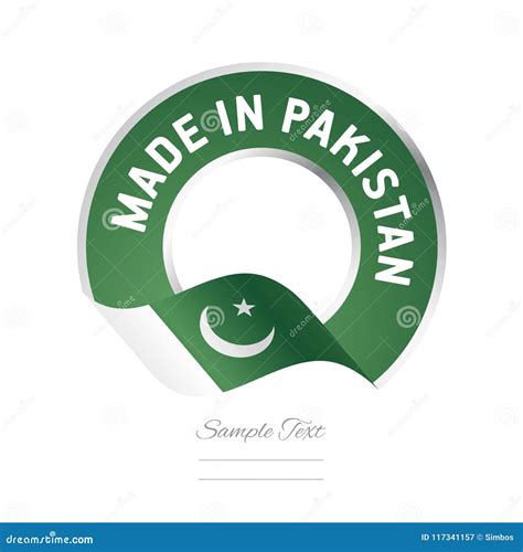 Made In Pakistan Flag Green Color Label Logo Icon Stock Vector