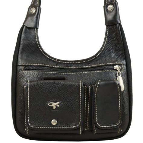 Sac Bandouli Re Gil Holster Demi Lune Toile Et Cuir Noir