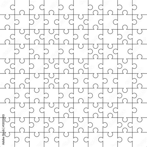 Jigsaw Puzzle Template. 10 x 10 puzzle. Vector illustration. Stock ...