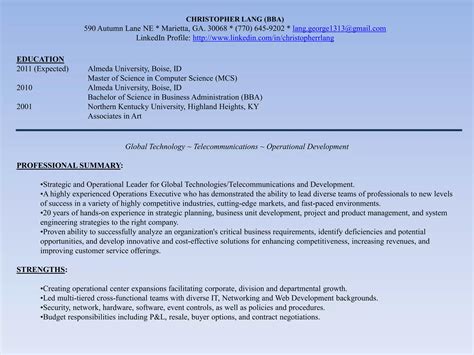 Christopher Lang Resume Ppt