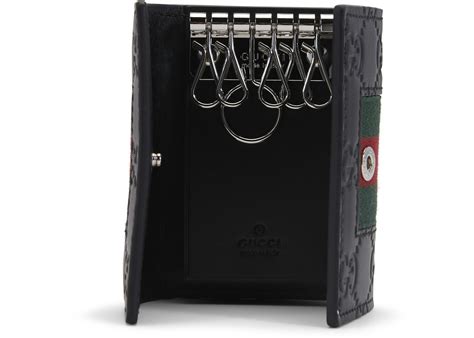 Gucci 6 Key Holder Guccissima Web Black In Leather With Silver Tone