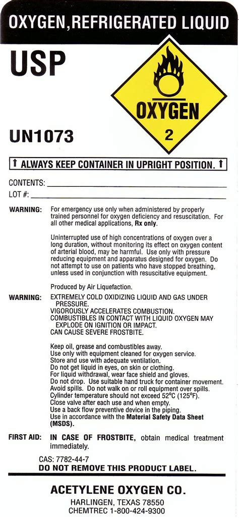 Oxygen Gas Compressed Oxygen Gas Msds