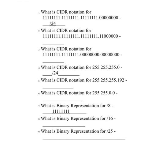 Solved 1 What Is Cidr Notation For