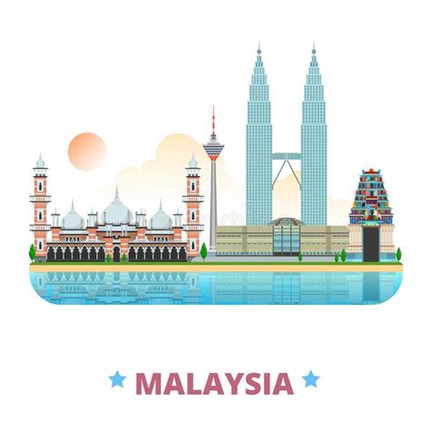 Malaysia country design template Flat cartoon styl stock illustration ...