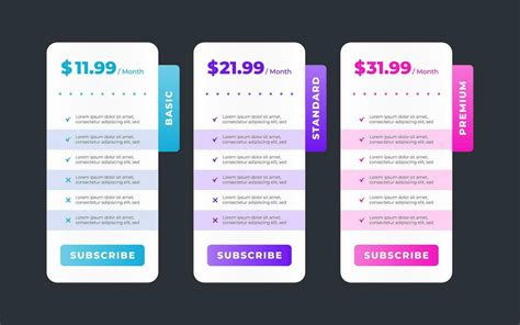 Vector Modern Pricing Table Design Template Vector Art At Vecteezy