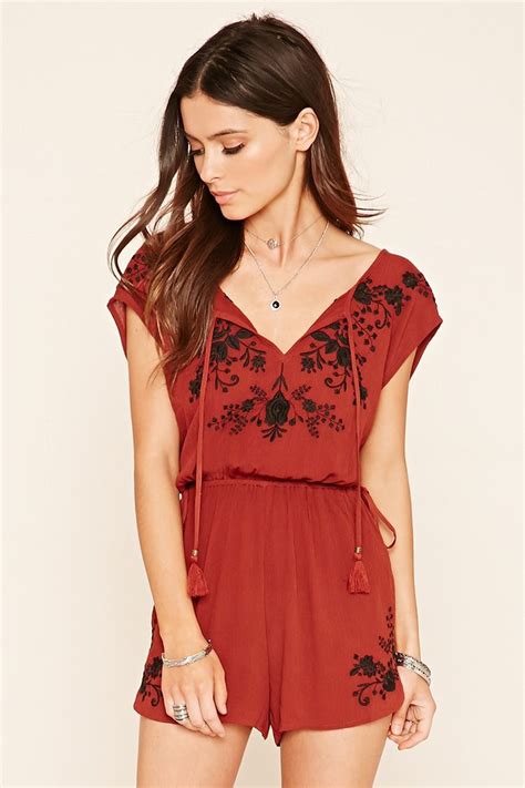 Floral Embroidered Romper Rompers Hipster Dress Woven Romper