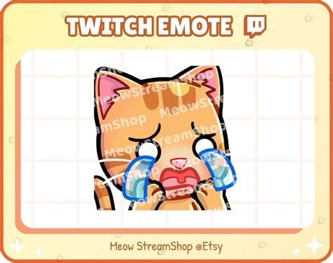 Twitch Emote Cute Orange Cat Cry Sad Tears Emotes Kawaii Etsy