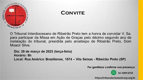 Tribunal Eclesi Stico Interdiocesano De Ribeir O Preto Celebra Doze