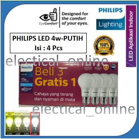 Jual Lampu Philips LED PACK Bulb 4 45W E27 6500K 230V A60 MyCare