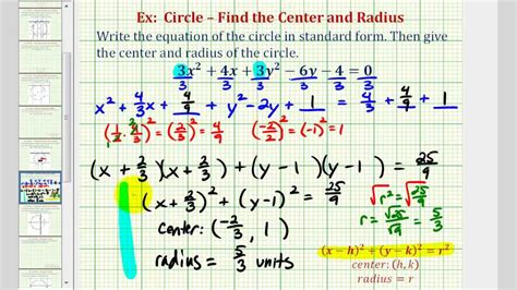 Find The Standard Form Of Equation Circle With Given Center And Radius ...