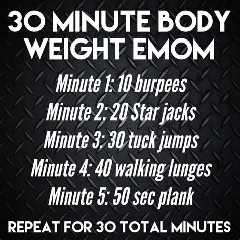 30 Minute Bodyweight Emom Hiit Workout At Home Body Weight Emom Workout