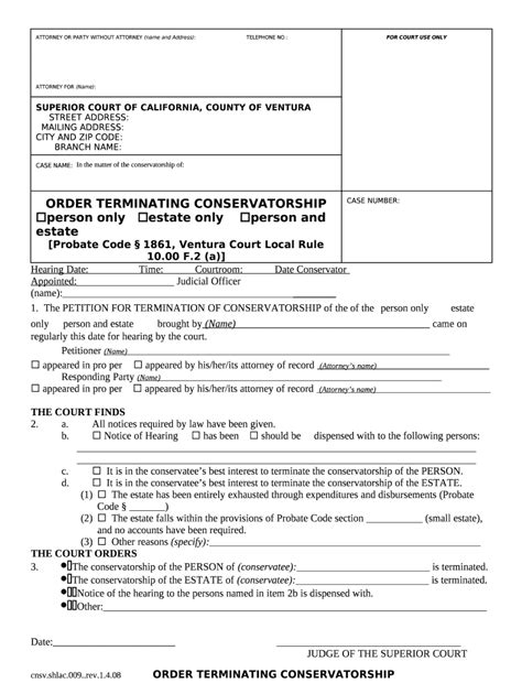 Order Terminating Conservatorship Doc Template Pdffiller