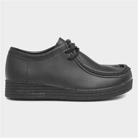 Red Fish Iggy Kids Black Coated Leather Shoe 20460 Shoe Zone