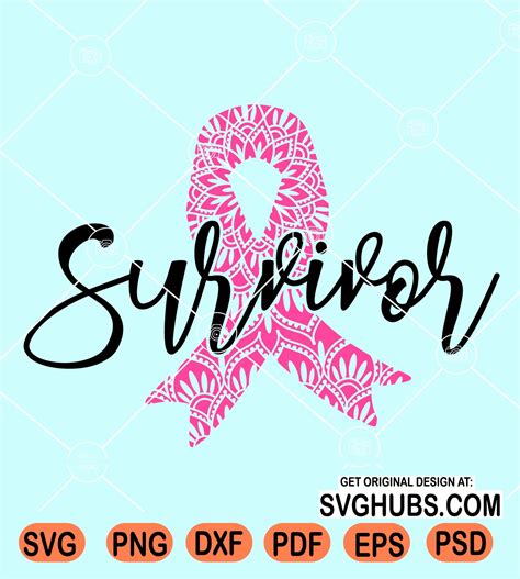 Survivor Mandala Cancer Awareness Ribbon Svg Mandala Breast Cancer