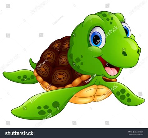 Happy Sea Turtle Cartoon Stock Vector 352158557 : Shutterstock