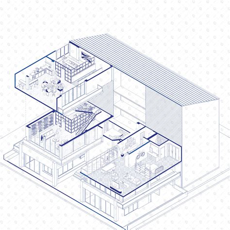 Axonometric Cad Apartment Block First Floor Toffu Co