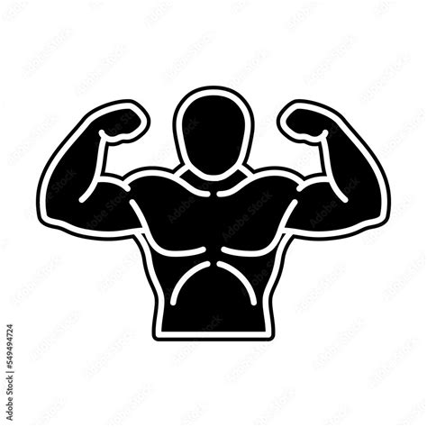 Icon, bodybuilder silhouette logo. Black line art symbols isolated on white background. Design ...