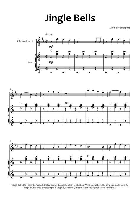 Jingle Bells Arr Glauco Fernandes By James Lord Pierpont Sheet Music For Clarinet And Piano