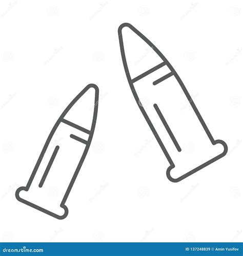 Bullets Thin Line Icon Weapon Bullet Cartridge Gunshot Ammunition