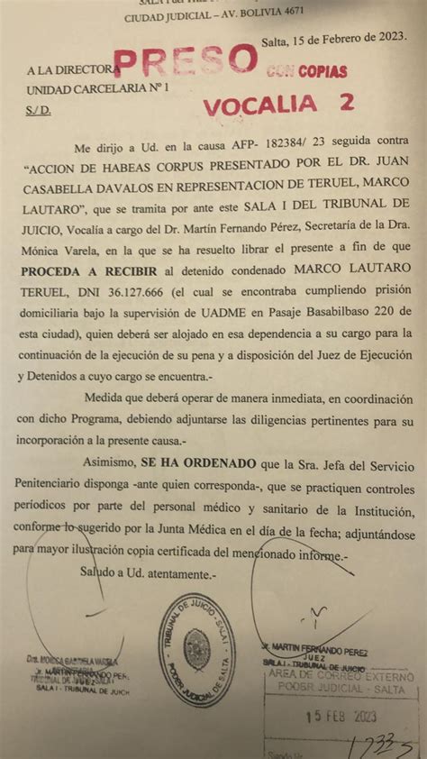 REVOCARON LA PRISIÓN DOMICILIARIA DE LAUTARO TERUEL VÍA SZETA