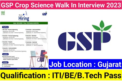 Gsp Crop Science Walk In Interview Iti Jobs